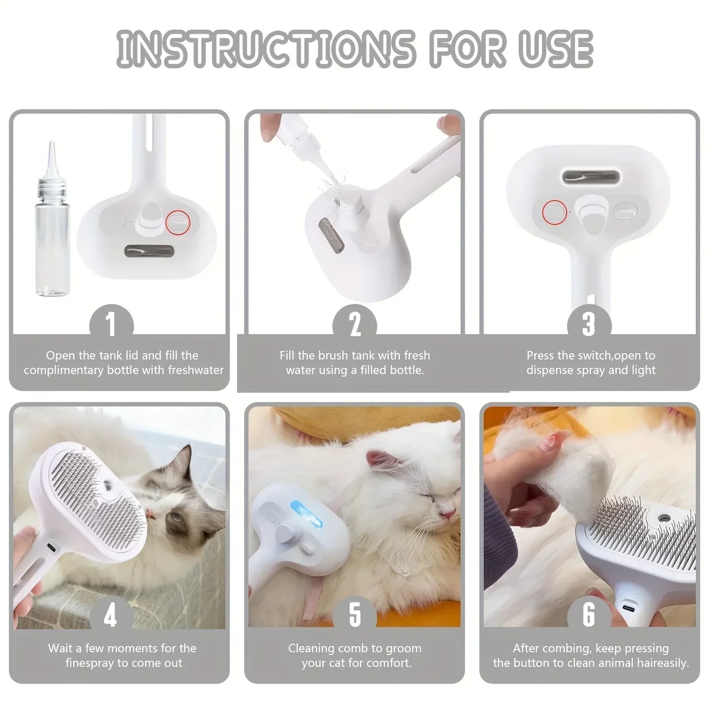 SteamCare™ Pet Grooming Comb – Hair Remover & Massaging Brush
